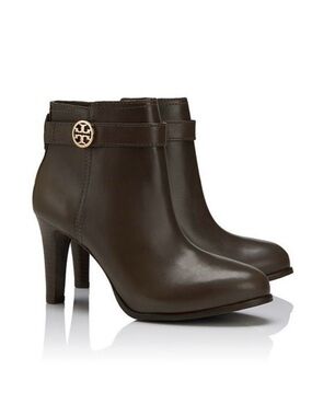 Tory Burch Bristol High Heel Booties in Elephant Brown Grey